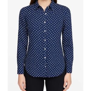 Lands' End Canvas Navy Polka Dot Button Down Shirt unisex